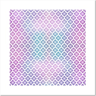 Beautiful dreamy flower pattern, in pastel pink, purple, and cyan Posters and Art